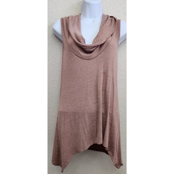 Ultra Teeze Dusty Rose Cowl Neck Sleeveless Top Large Lightweight Flowy Soft - Picture 1 of 4